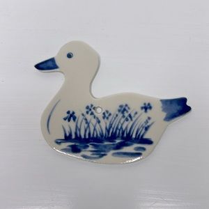 Vintage 💙 Handmade Porcelain Duck Glazed Ceramic Pottery Christmas or Wall Art